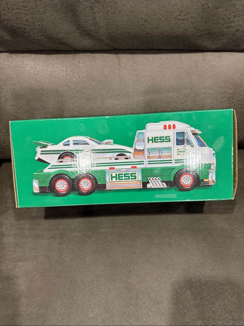 HESS Green Toy Truck and Race Car Playset - Green & White